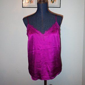 purple satin lace spaghetti top